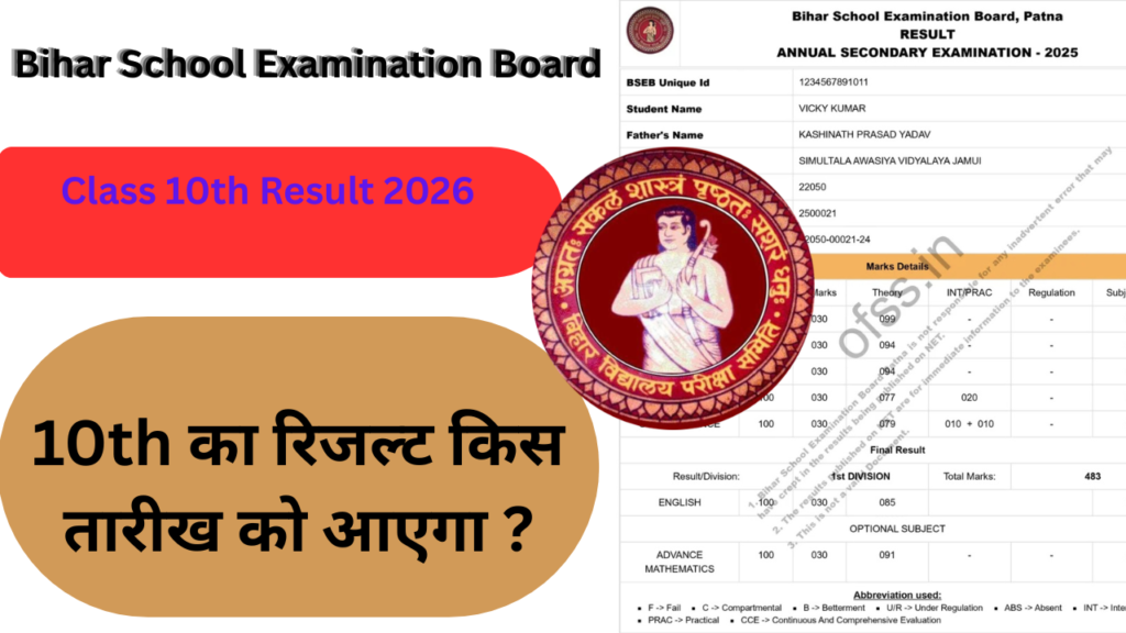 Bihar Board 10th Result 2026 Date: कब जारी होगा बिहार बोर्ड मैट्रिक रिजल्ट 2026 Bihar Board 10th Result 2026 Date: कब जारी होगा बिहार बोर्ड मैट्रिक रिजल्ट 2026